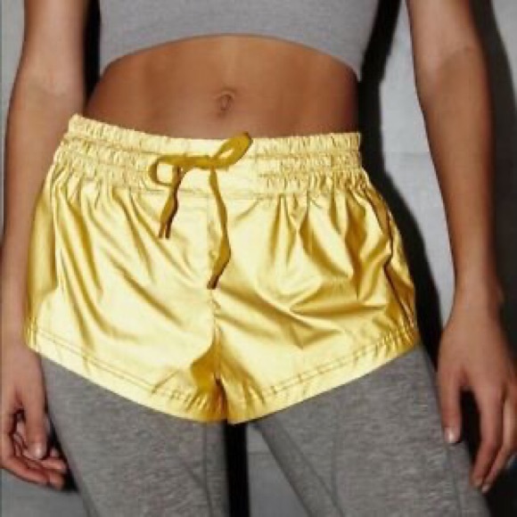 Free People Moonlight Reflective Shorts - Yellow - Picture 3 of 4